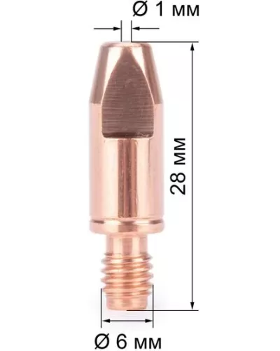  Наконечник FoxWeld М6х28х1.0 (CuCrZr) (140.0245/MD0009-80, пр-во FoxWeld/КНР)