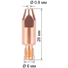 Наконечник FoxWeld M6х28х0.8 (AL) (141.0001/MD0009-58, пр-во FoxWeld/КНР)