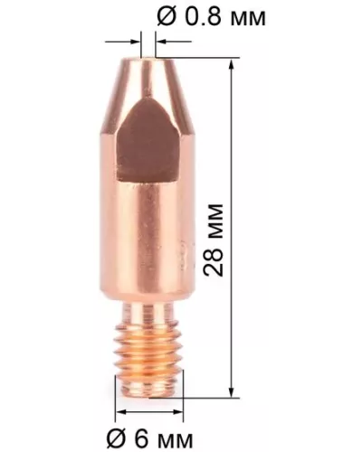 Наконечник FoxWeld M6х28х0.8 (AL) (141.0001/MD0009-58, пр-во FoxWeld/КНР)