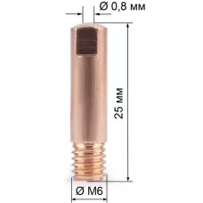 Наконечник М6х25х0.8 прямой (AL) (141.0001/MD0009-58, пр-во FoxWeld/КНР)