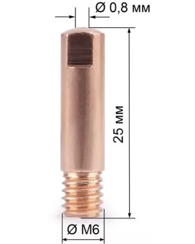Наконечник М6х25х0.8 прямой (AL) (141.0001/MD0009-58, пр-во FoxWeld/КНР)
