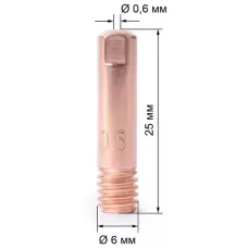 Наконечник М6х25х0.6 прямой Varteg (140.0008/MD0008-06, пр-во FoxWeld/КНР)