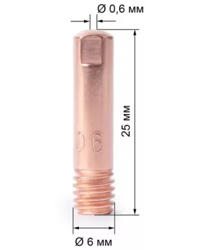Наконечник М6х25х0.6 прямой Varteg (140.0008/MD0008-06, пр-во FoxWeld/КНР)