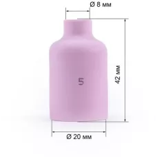 Varteg Сопло керам. 8,0мм № 5 газ.линза (701.0421/ТС0032, 42мм, пр-во FoxWeld/КНР)