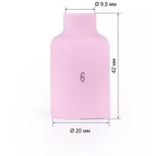 Varteg Сопло керам. 9,5мм №6 газ.линза (701.0422/TC0033, 42мм, пр-во FoxWeld/КНР)