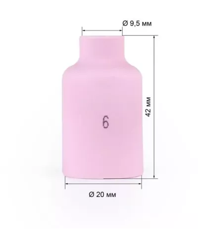 Varteg Сопло керам. 9,5мм №6 газ.линза (701.0422/TC0033, 42мм, пр-во FoxWeld/КНР)