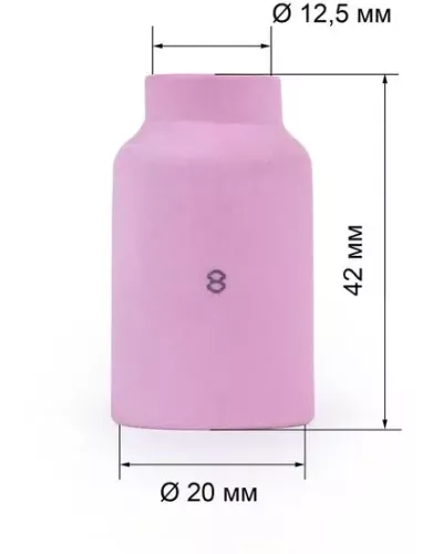Varteg Сопло керам. 12,5мм №8 газ.линза (701.0424/ТС0035, 42мм, пр-во FoxWeld/КНР)