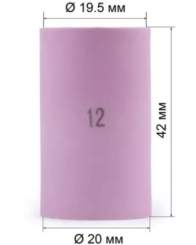 Varteg Сопло керам. 19,5мм №12 газ.линза (701.0426/ТС0036, 42мм, пр-во FoxWeld/КНР)