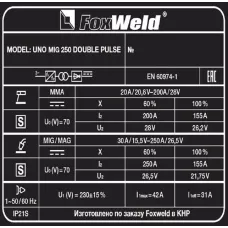Сварочный полуавтомат UNO MIG 250 DOUBLE PULSE