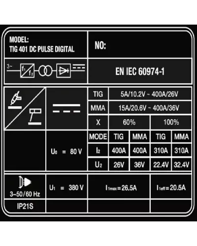 Аппарат аргонодуговой сварки SAGGIO TIG 401 DC Pulse Digital