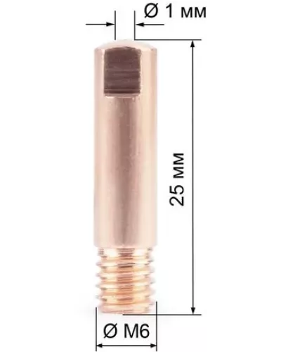 Наконечник М6х25х1.0 прямой (AL) (141.0006/MD0009-60)