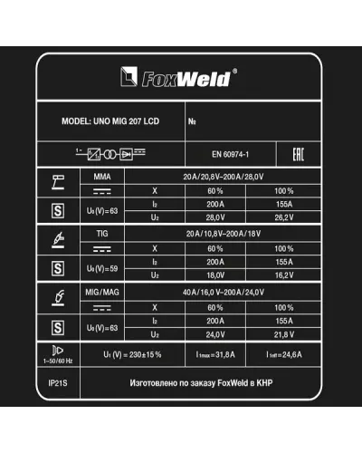 Сварочный полуавтомат UNO MIG 207 LCD