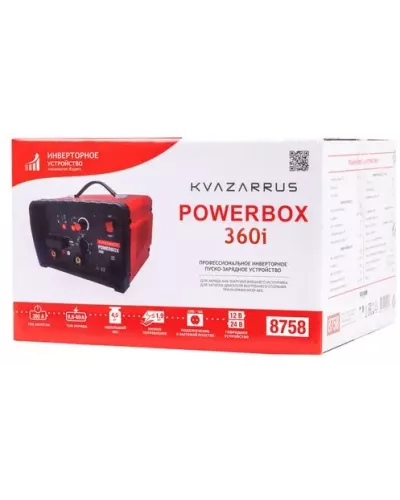 Инверторное пуско-зарядное устройство KVAZARRUS PowerBox 360i, таймер, цветная коробка