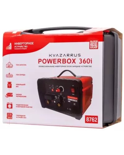 Инверторное пуско-зарядное устройство KVAZARRUS PowerBox 360i, таймер, пластиковый кейс