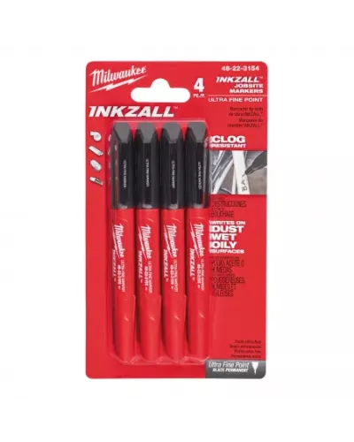 Набор маркеров со сверхтонким пером Milwaukee INKZALL (Черный) (4 шт)  (Арт. 48223154)