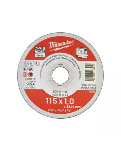 Тонкий отрезной диск по металлу Milwaukee SCS41 / 115х1х22,2  (Арт. 4932451474)