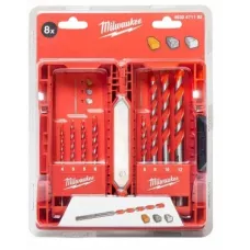 Набор сверл по бетону ударных с 3-х гранным хвостовиком Milwaukee Premium 4 / 5  / 6 /  8 / 10 / 12 (8 шт) (замена для 4932352336)  (Арт. 4932471192)