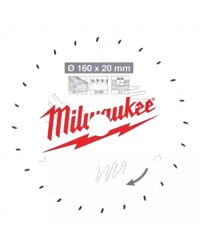 Пильный диск Milwaukee для циркулярной пилы по дереву 160x20x2,2 24 зуба  (замена для 4932327743) (Арт. 4932471290)