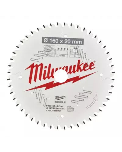 Пильные диски для ручных циркулярных пил CSB P W 160 x 20 x 2,2 x 48ATB Milwaukee