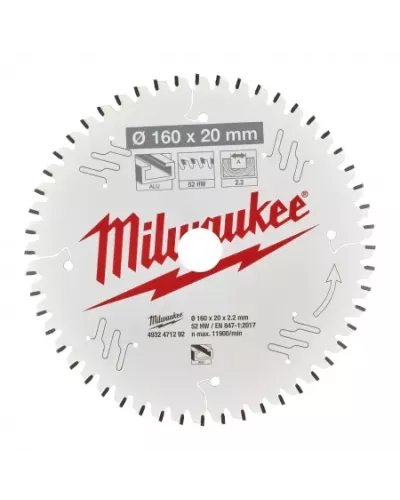 Пильные диски для ручных циркулярных пил CSB P Alu 160 x 20 x 2,2 x 52TF Milwaukee