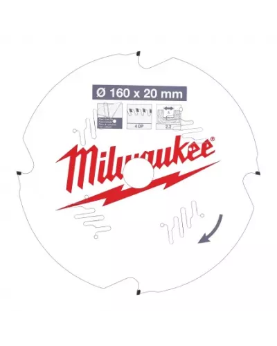 Пильный диск Milwaukee для циркулярной пилы по фиброцементу 160x20x2,2 4 зуба  (Арт. 4932471293)