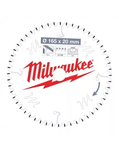 Пильные диски для ручных циркулярных пил CSB P Alu165 x 20 x 2,2 x 52TF neg. Milwaukee
