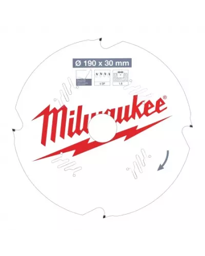 Пильный диск Milwaukee для циркулярной пилы по фиброцементу 190x30x1,8 4 зуба  (Арт. 4932471304)