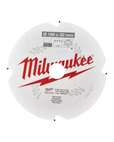 Пильный диск Milwaukee для циркулярной пилы по фиброцементу 190x30x1,8 4 зуба  (Арт. 4932471304)