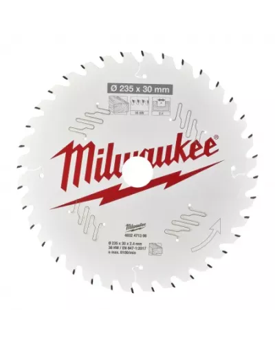 Пильный диск Milwaukee для циркулярной пилы по дереву 235x30x2,4 36 зубов  (замена для 4932451726) (Арт. 4932471306)