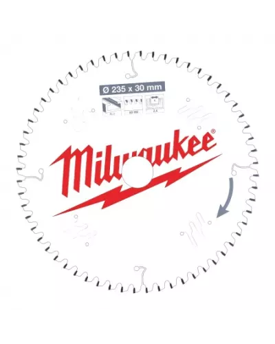 Пильный диск Milwaukee для циркулярной пилы по металлу и пластику 235x30x2,4 60 зубов  (Арт. 4932471309)