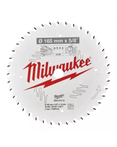 Пильные диски для ручных циркулярных пил CSB P W 165 x 15.87 x 1.6 x 40ATB Milwaukee