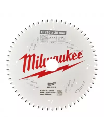 Пильные диски для торцовочных пил CSB MS W 216 x 30 x 2,4 x 60ATB neg. Milwaukee