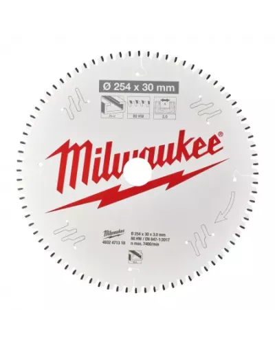 Пильные диски для торцовочных пил CSB MS Alu254 x 30 x 3,0 x 80TF neg. Milwaukee