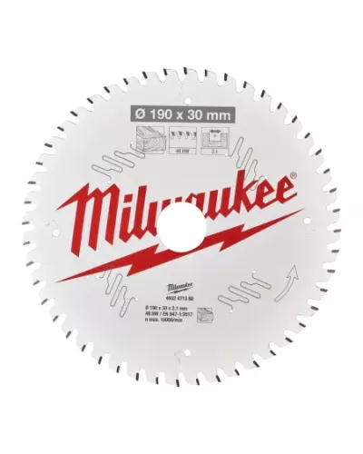 Пильные диски для ручных циркулярных пил CSB P W 190 x 30 x 2,1 x 48ATB Milwaukee