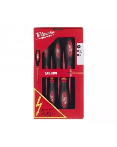 Набор отверток изолированных тонких VDE (SL0.5, SL0.8, SL1.0, PZ1, PZ2) (5 шт) (Арт. 4932471452)