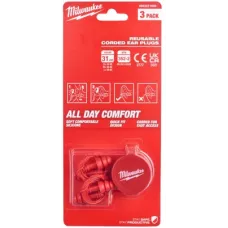 MILWAUKEE Многоразовые беруши на шнурке - 3 пары (1 шт), арт. 4932471904, шт
