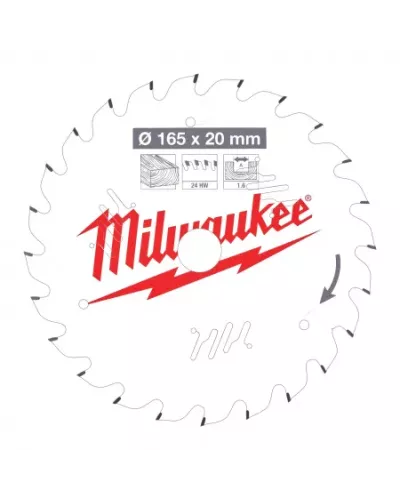 Пильные диски для ручных циркулярных пил CSB P W 165 x 20 x 1.6 x 24ATB Milwaukee