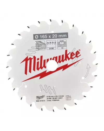 Пильные диски для ручных циркулярных пил CSB P W 165 x 20 x 1.6 x 24ATB Milwaukee