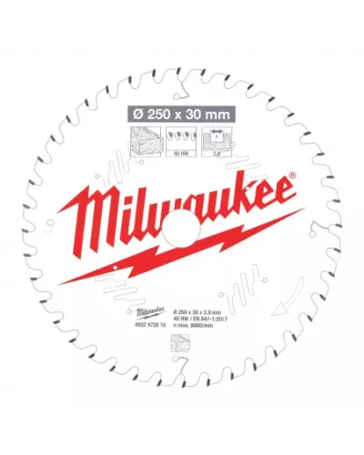 Пильные диски для торцовочных пил CSB MS W 250x30x2.8x40ATB Milwaukee