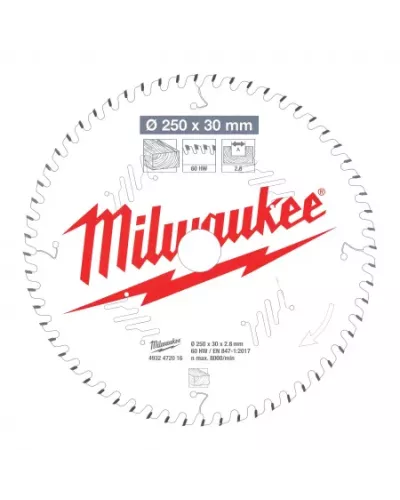 Пильные диски для торцовочных пил CSB MS W 250x30x2.8x60ATB Milwaukee