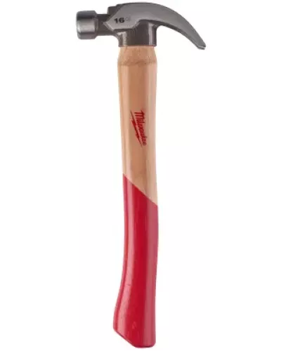 Молоток с закругленным гвоздодером, рукоятка из гикори Milwaukee 450 гр. (Арт. 4932478659)