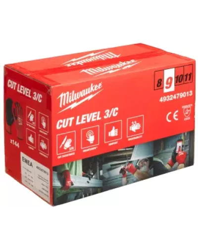 Перчатки Milwaukee с защитой от минимальных рисков, уровень 3, размер L/9 (144 пары) (Арт. 4932479013)