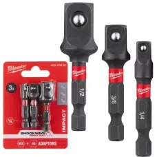 Набор переходников с 1/4'' Hex на квадратный хвостовик (3 шт) Milwaukee