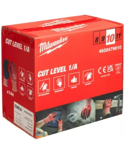 Перчатки Milwaukee с защитой от минимальных рисков, уровень 1, размер S/7 (144 пары) (Арт. 4932479714)