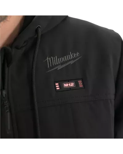 Куртка черная с подогревом и капюшоном Milwaukee M12 HPJ BL2-0 (S) (Арт. 4932480071)