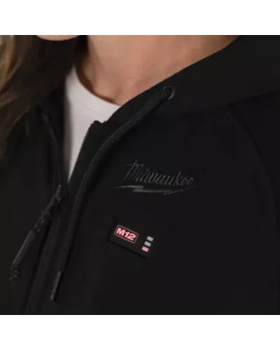 Толстовка женская черная с подогревом Milwaukee M12 HH BL4-0 (L) (Арт. 4932480092)
