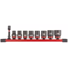 Набор головок ударных Milwaukee 3/8'' (9 шт) ( 8, 10, 12, 13, 16, 17, 18, 19 + переходник 1/4'' Hex-3/8'' квадрат)  (замена для 4932478288) (Арт. 4932480454)