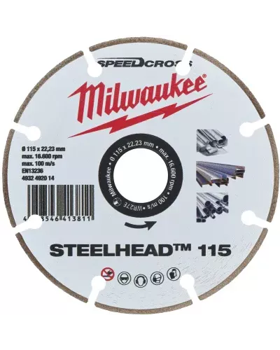 Алмазный диск скоростной премиальный Milwaukee Speedcross STEELHEAD 115 мм  (Арт. 4932492014)