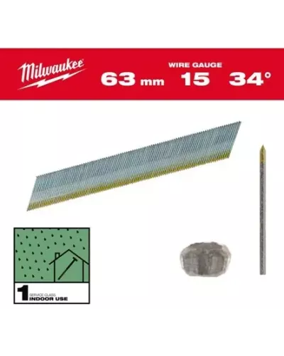 Гвозди финишные, оцинкованные с Т-образной головкой 34°/63/15 мм для M18 CN15GA (2200 шт.) (Арт. 4932492578)