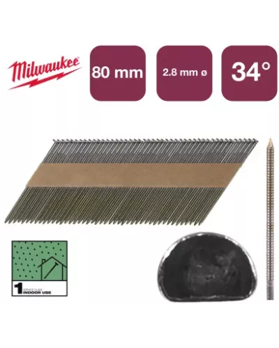 Гвозди с кольцевой накаткой и D-образной головкой 34°/80/2.8 мм для M18 FFN (2200 шт.) (замена для 4932478399) (Арт. 4932492603)